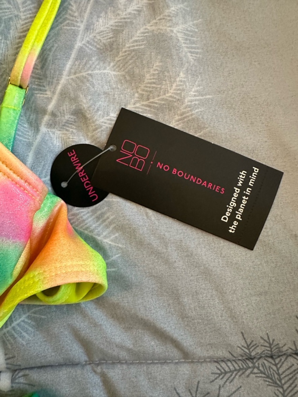 NWTS No Boundaries Neon Tie-Dye Bikini Set - Yellow, Green, Pink, Orange Sz M - Picture 7 of 11